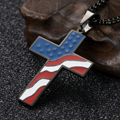 American Flag Cross Necklace | Flag Cross Necklace | ForgeFits