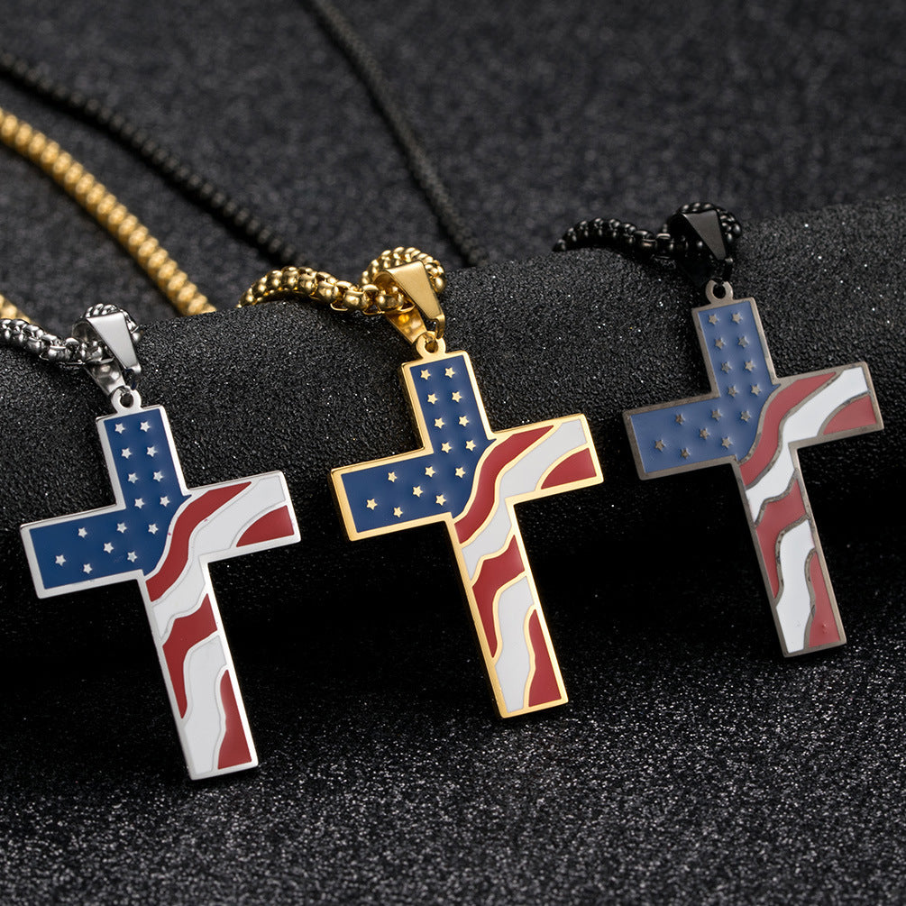 American Flag Cross Necklace | Flag Cross Necklace | ForgeFits