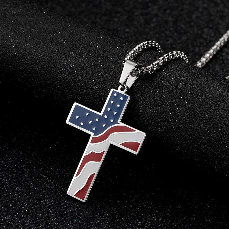 American Flag Cross Necklace | Flag Cross Necklace | ForgeFits