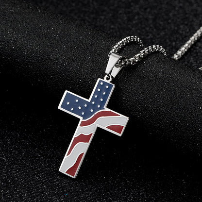 American Flag Cross Necklace | Flag Cross Necklace | ForgeFits