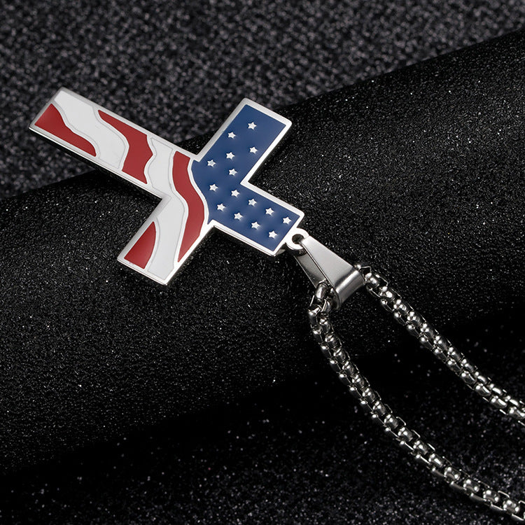 American Flag Cross Necklace | Flag Cross Necklace | ForgeFits