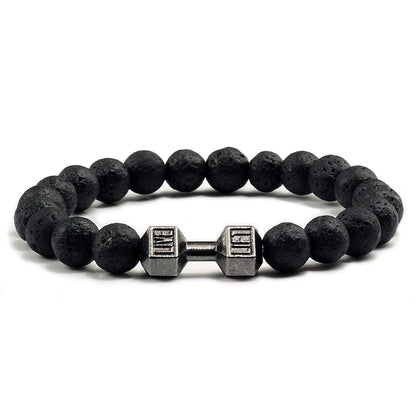 Volcanic Stone Dumbbell Bracelet | Black Lava Bracelets | ForgeFits